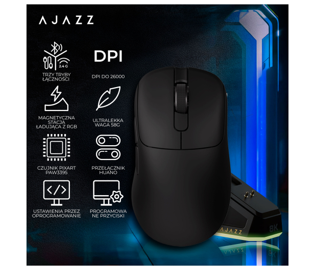 Ajazz AJ179PRO 3395-8K ze stacją dokującą czarna - 1536388 - zdjęcie 14